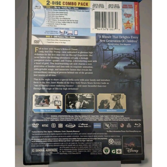 Disney's Lady and The Tramp Diamond Edition Blu-Ray Disc Only TESTED Fast Ship - Picture 2 of 5